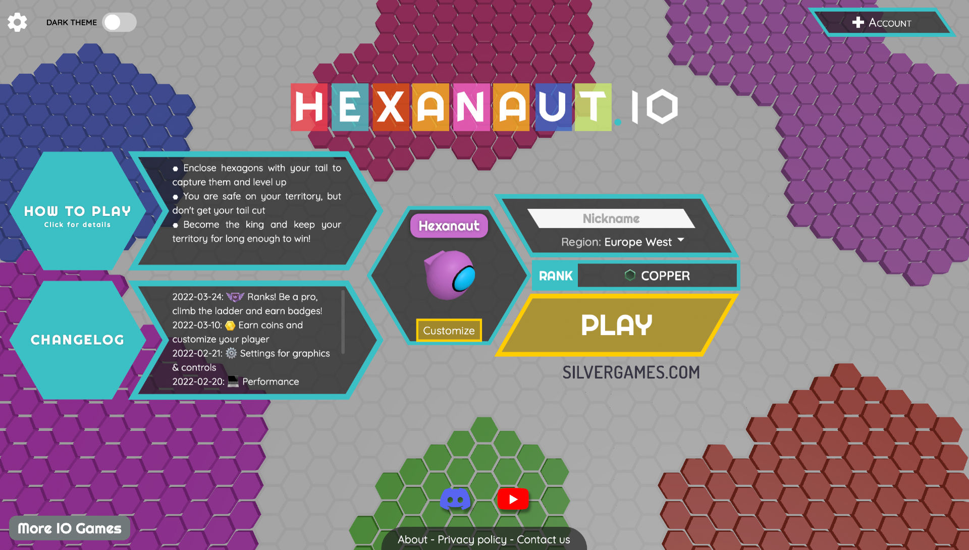 Hexanaut.io - similar to paper.io with hexagons and 'totems' on the map  give additional bonuses : r/WebGames