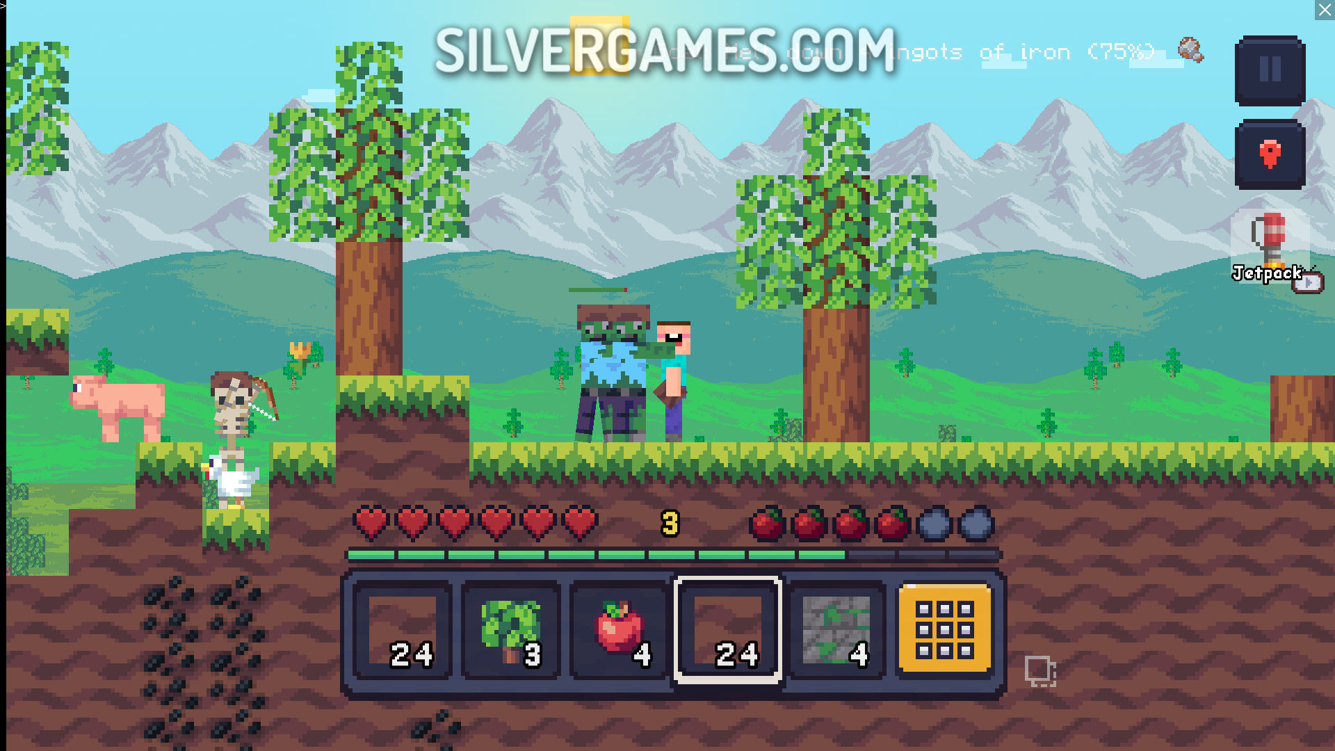 Mine 2D Survival Herobrine - Играйте Онлайн на SilverGames 🕹️