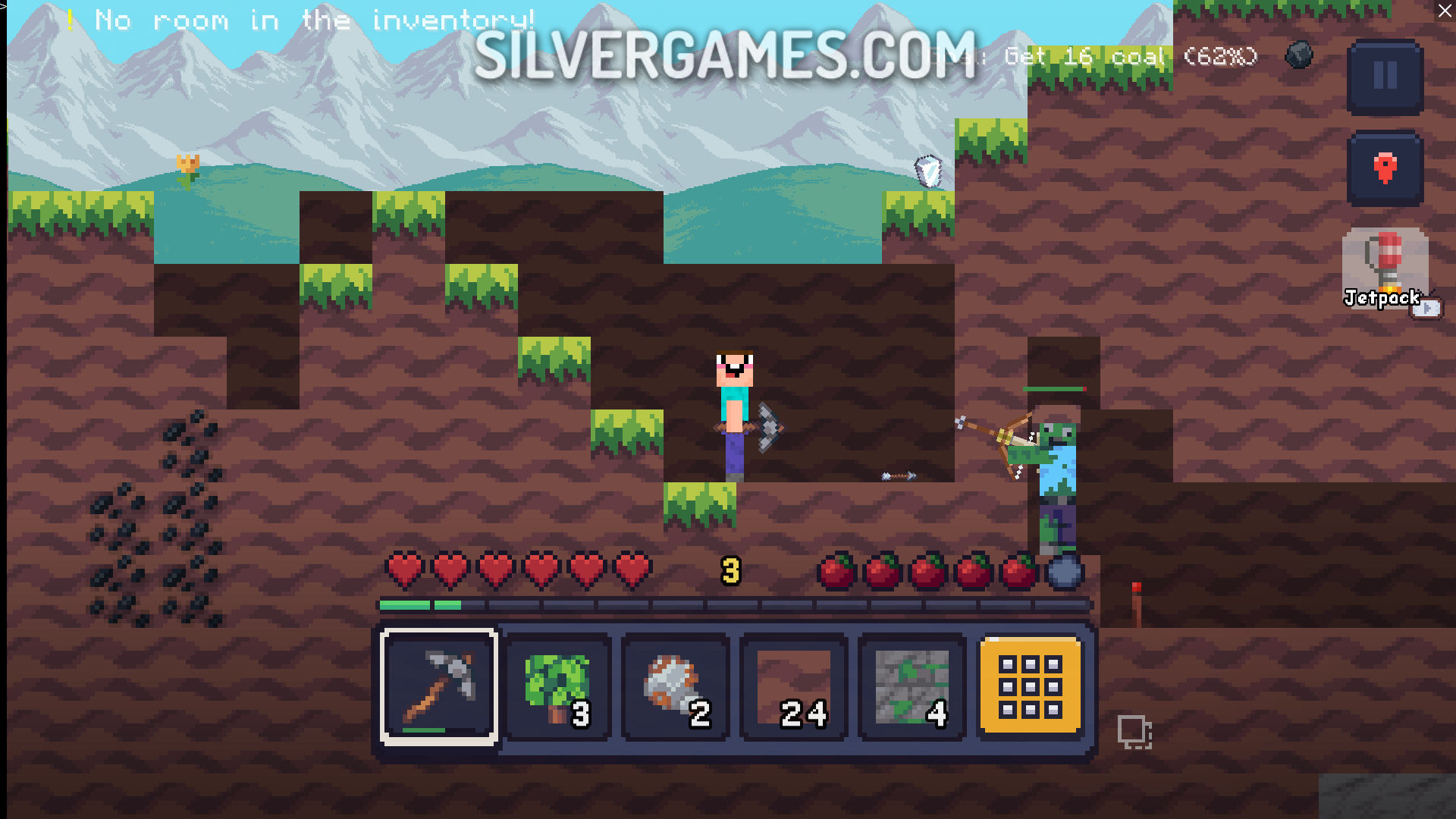 Mine 2D Survival Herobrine - Играйте Онлайн на SilverGames 🕹️