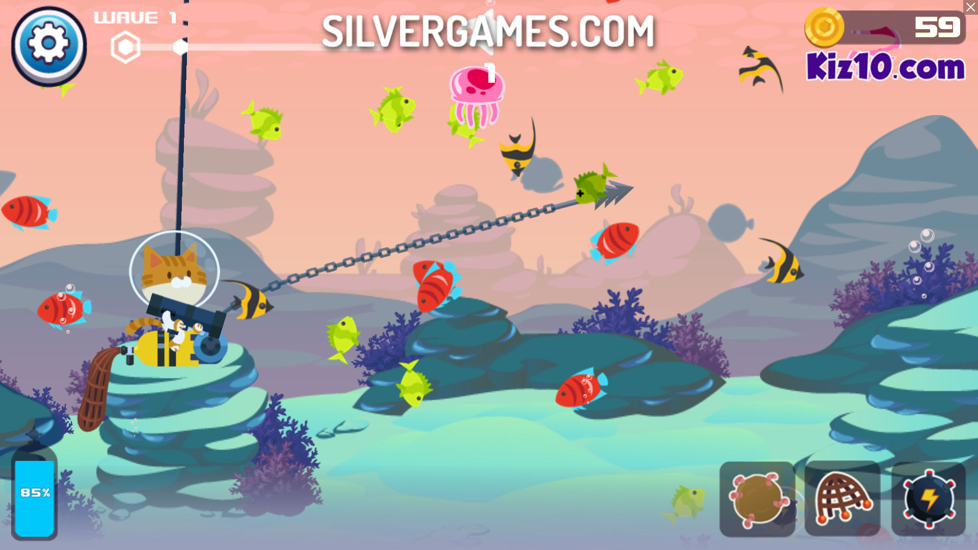 MiniCat Spear Fishing - Play Online on SilverGames 🕹️