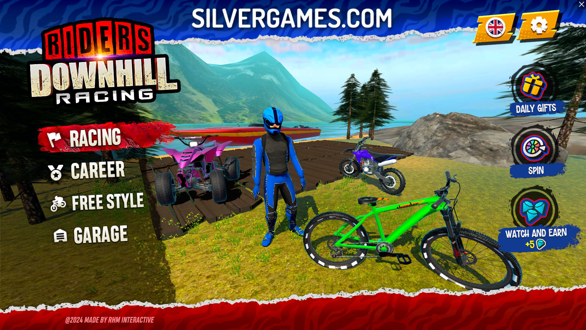 Riders Downhill Racing - Играйте Онлайн на SilverGames 🕹️