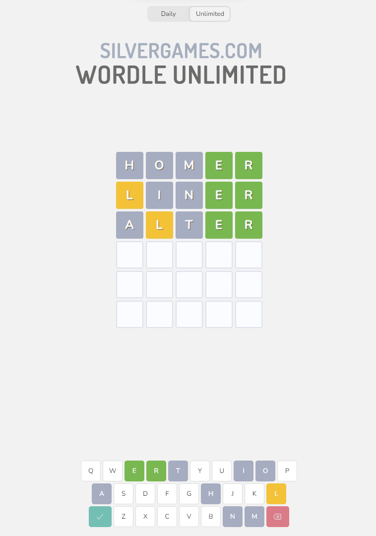 Wordle Unlimited Main Dalam Talian Di SilverGames 